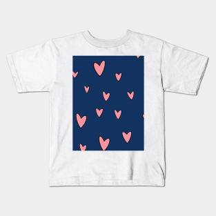 Kawaii Pastel Hearts - Navy Kids T-Shirt
